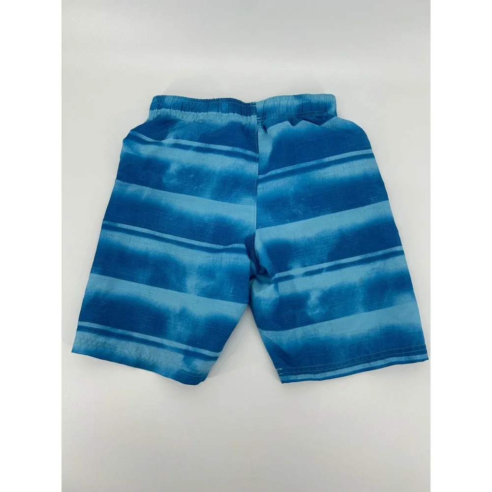 Under Armour Boys Blue Tie Dye Striped Swim Trunks Mesh Lined Shorts Size Medium